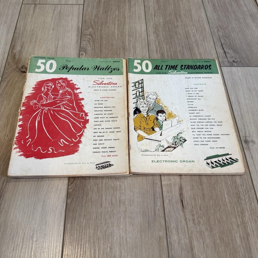 Lot 2 Vintage Silvertone Electronic Organ Song Books 50 Waltzes Standards 4643